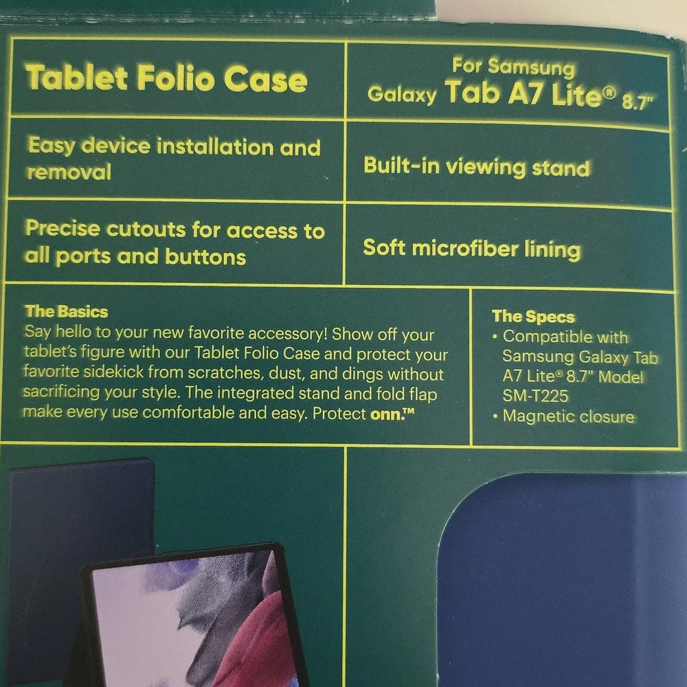 onn. Tablet Folio Case for Samsung Galaxy Tab A7 Lite 8.7